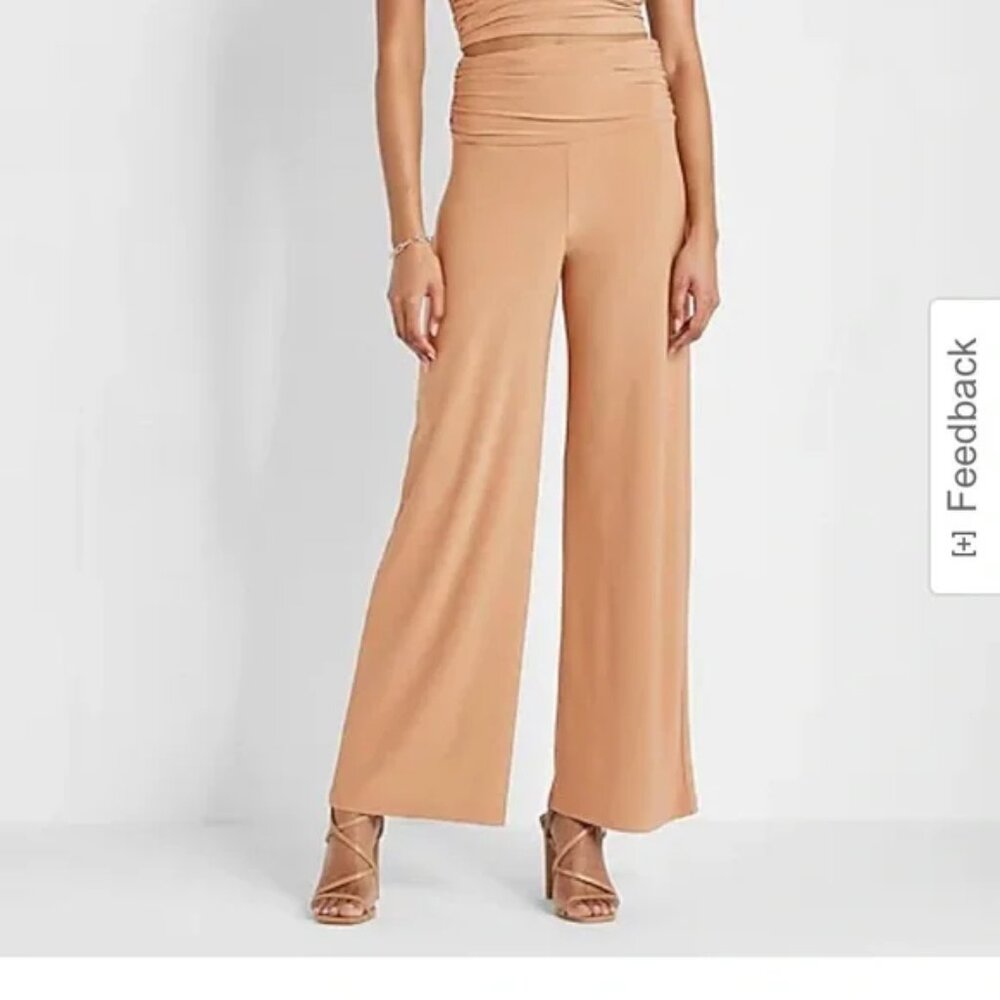 EXPRESS WOMEN'S SUPER HIGH WAISTED WIDE LEG RUCHED PARTY NYE PANTS XXS NWT 🦋